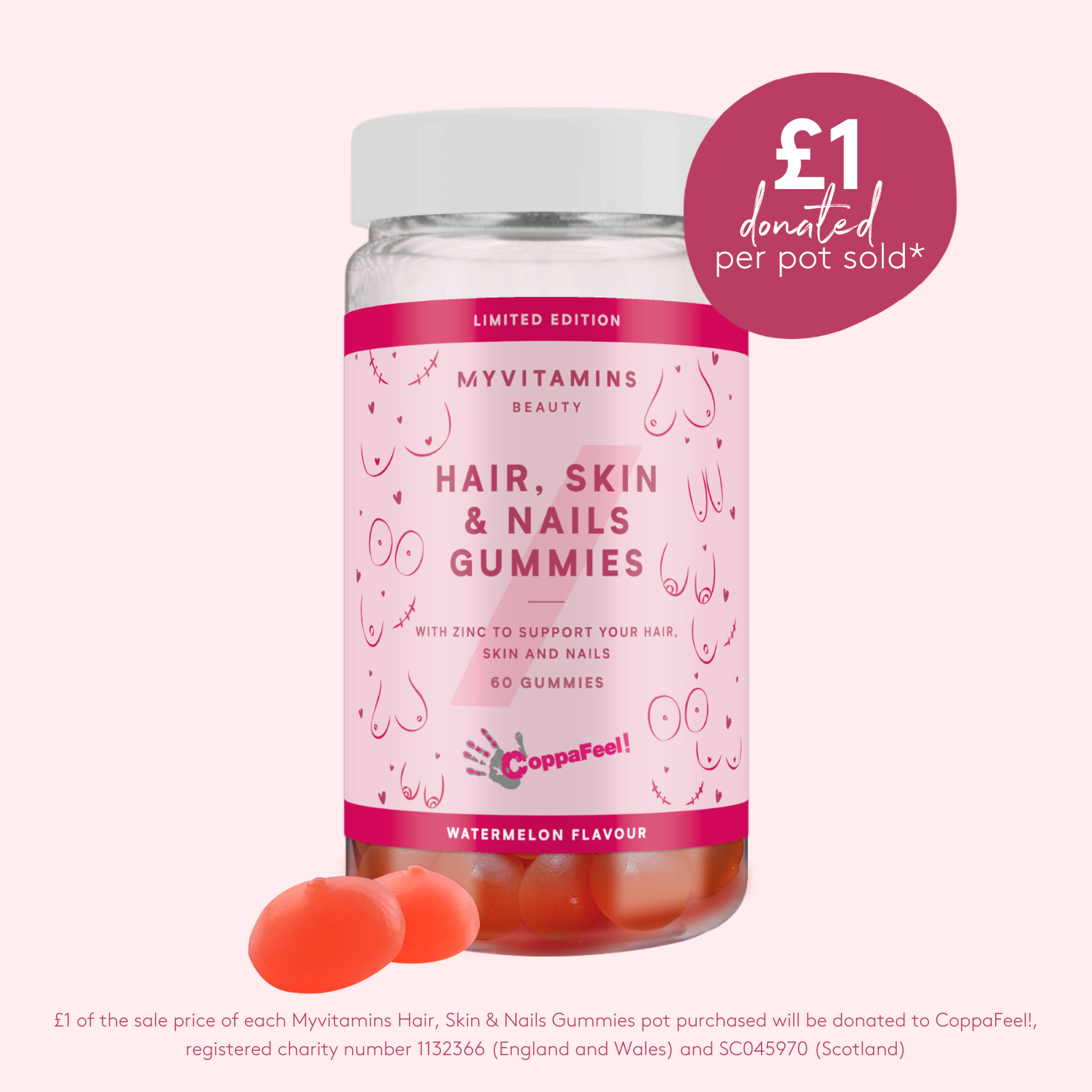 Gummies - Cheveux, Peau et Ongles – Édition limitée - 60gommes à mâcher - PastèqueImage1