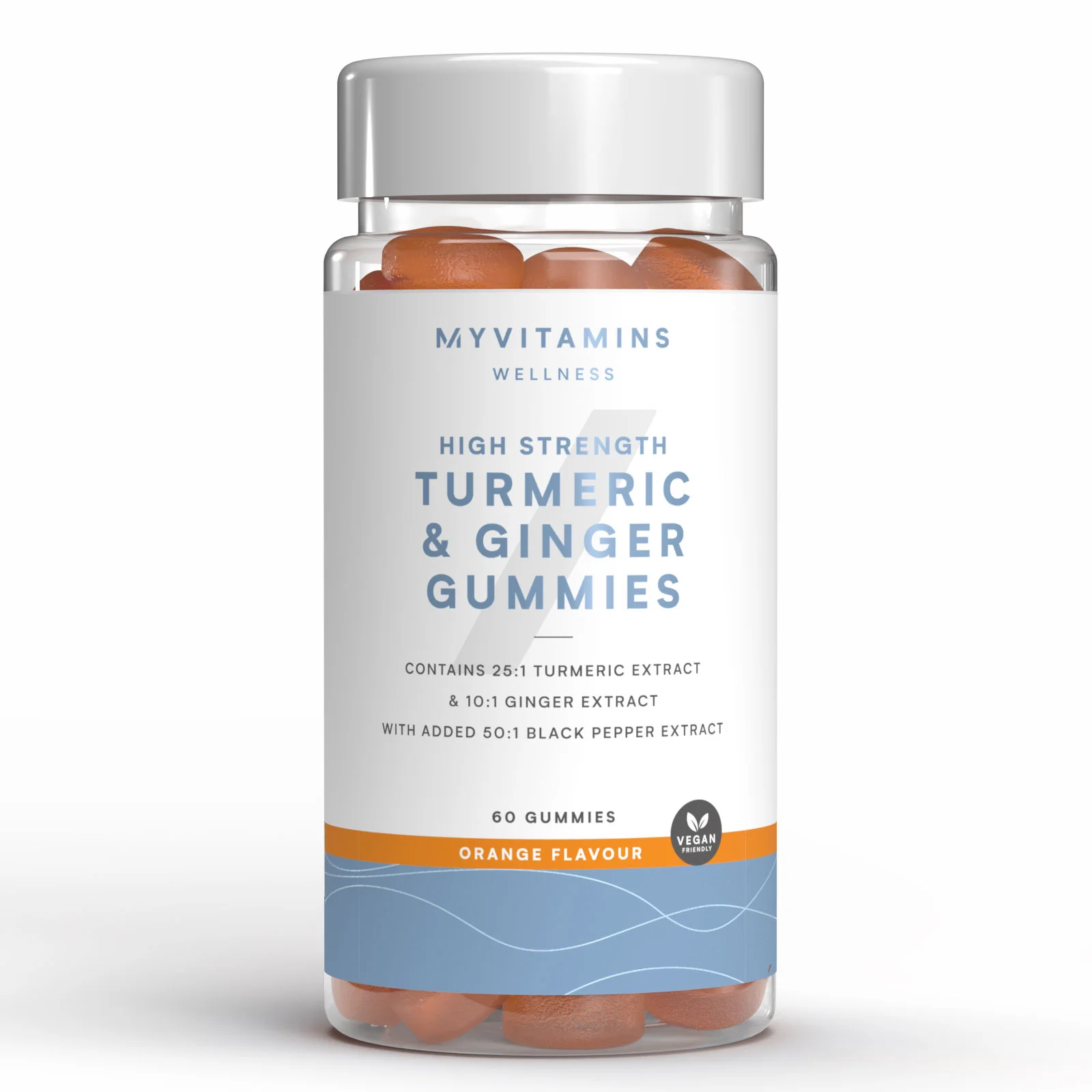 Pastilles gélifiées au curcuma et au gingembre - 60GUMMIES, 30portions - Orange (High Strength)Image1